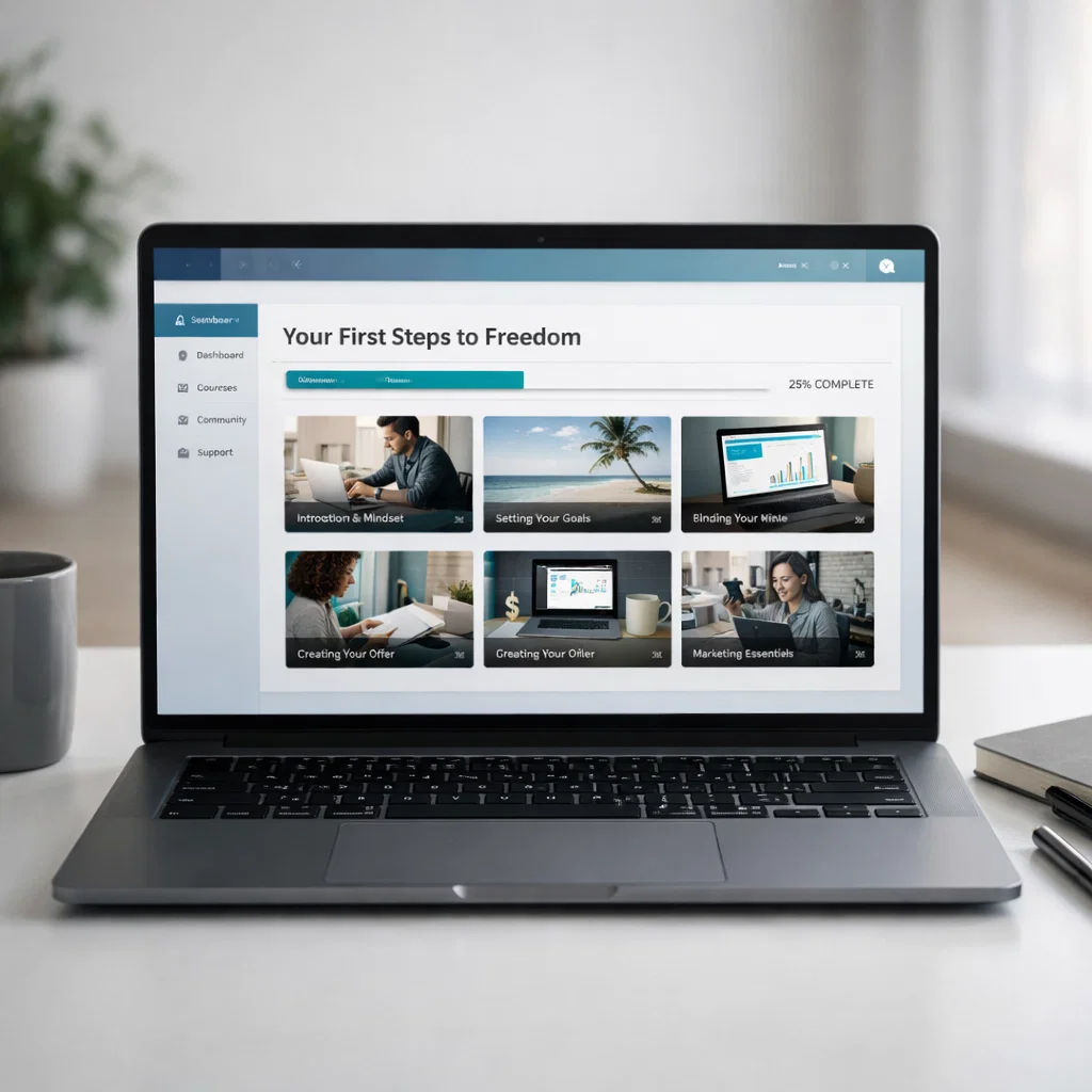 The TLC course library open on a laptop